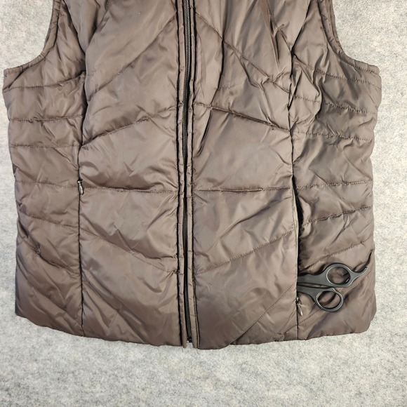Kenneth Cole Reaction Women S Puffer Vest Down Brown Full Zip‎ Quilted Insulated - Picture 6 of 11